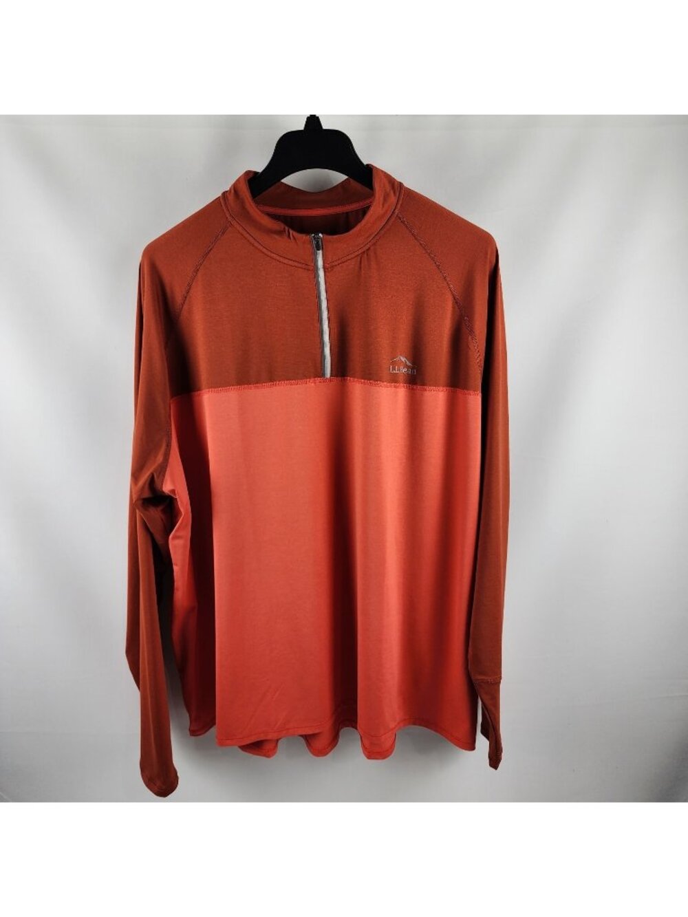 LL Bean Shirt Mens 3XL-Reg Red Colorblock Comfort Cycling Jersey 1/4 Zip 515825